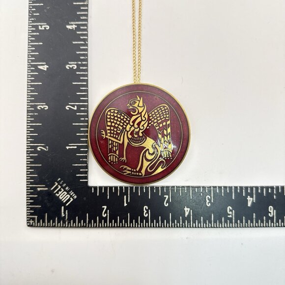 Metropolitan Museum Of Art MMA Necklace Winged Lion St Marks Brooch Red Enamel - Picture 12 of 16